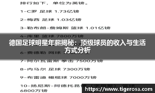 德国足球明星年薪揭秘：顶级球员的收入与生活方式分析
